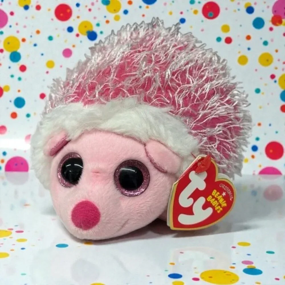TY Beanie Baby MRS. PRICKLY the Pink Hedgehog 6 inch Stuffed Animal Glitter Eyes